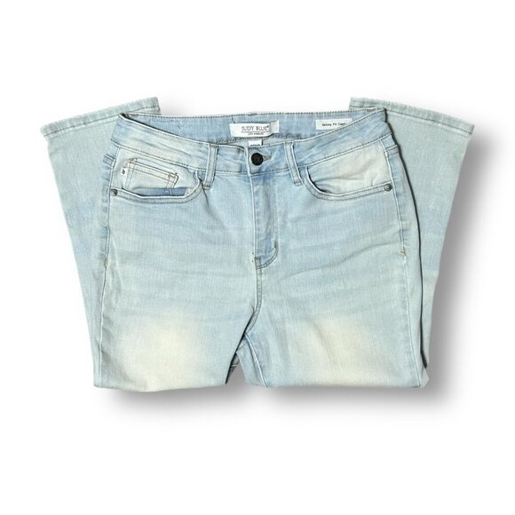 Judy Blue 7/28 Light Wash Capri Jeans Skinny Fit Stretch Denim Cropped Mid Rise - Picture 6 of 11